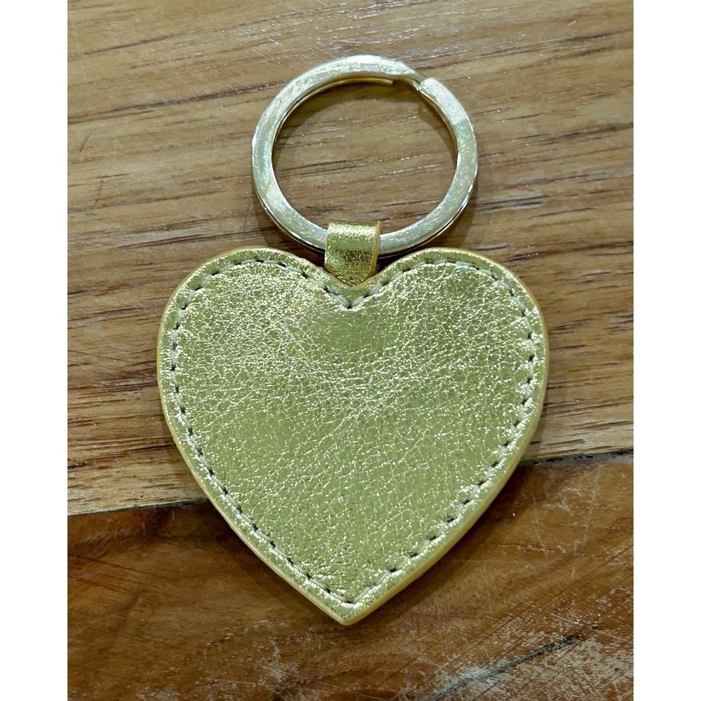 Barney's New York Gold Leather Heart Bag Charm Key Ring - Picture 2 of 2